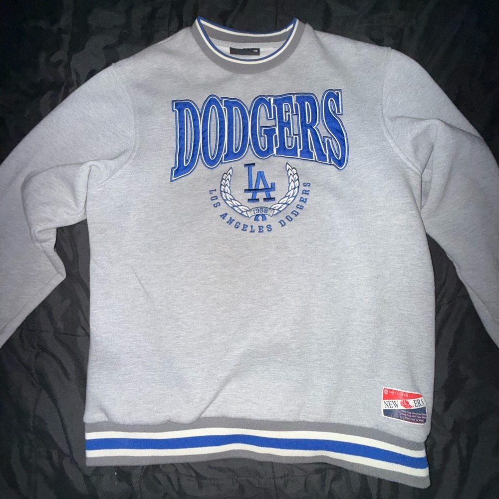 New Era Gray Dodgers Crewneck Sweater - Picture 2 of 6